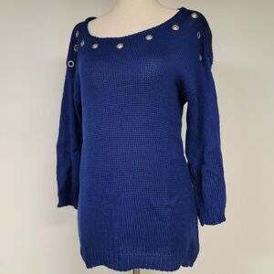 Notations Knit Eyelet 3/4 Sleeve Sweater Size Medium